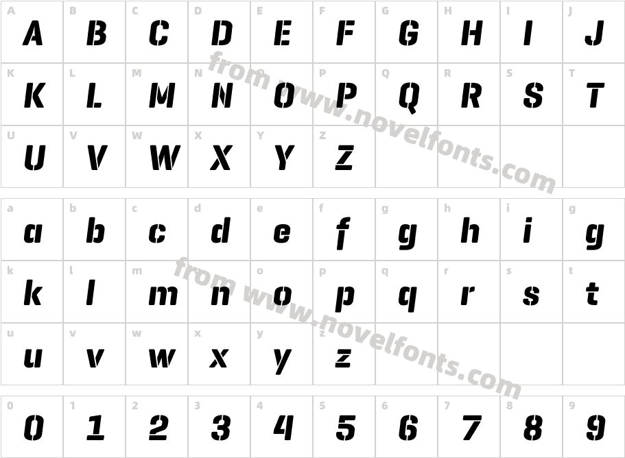 Geogrotesque Stencil B Bd Italic RegularCharacter Map