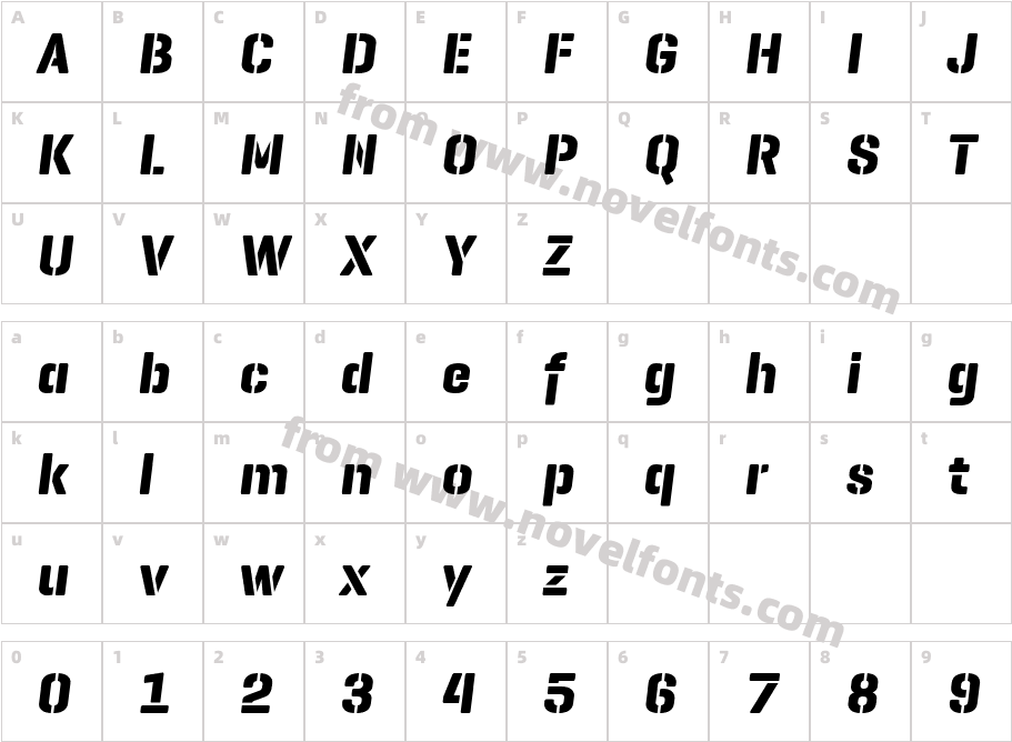 Geogrotesque Stencil C Bd Italic RegularCharacter Map