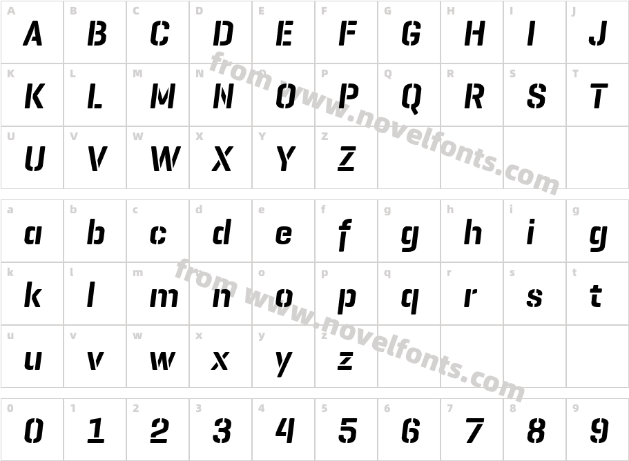Geogrotesque Stencil C Sb Italic RegularCharacter Map