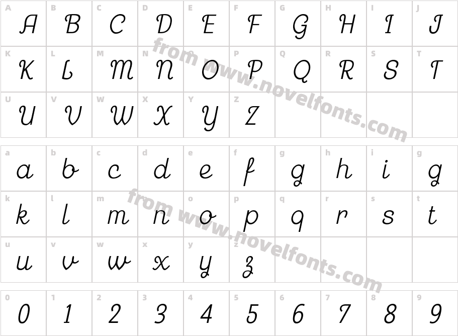 Georgie Condensed 2Character Map