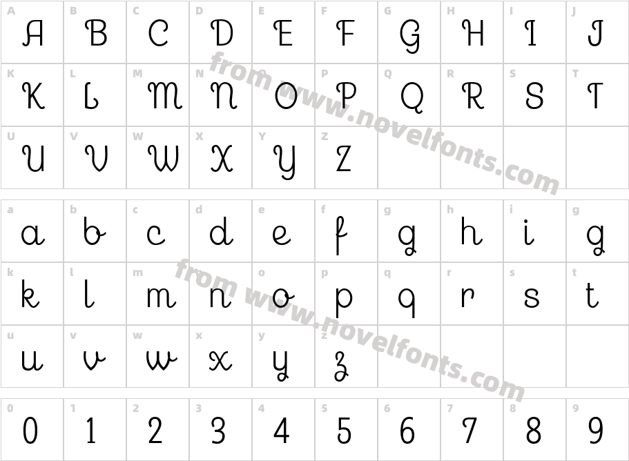 Georgie Condensed 3Character Map