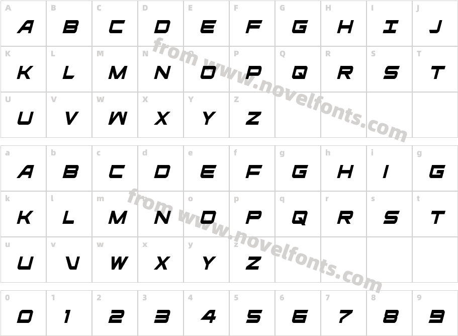 Ghost Clan Condensed ItalicCharacter Map