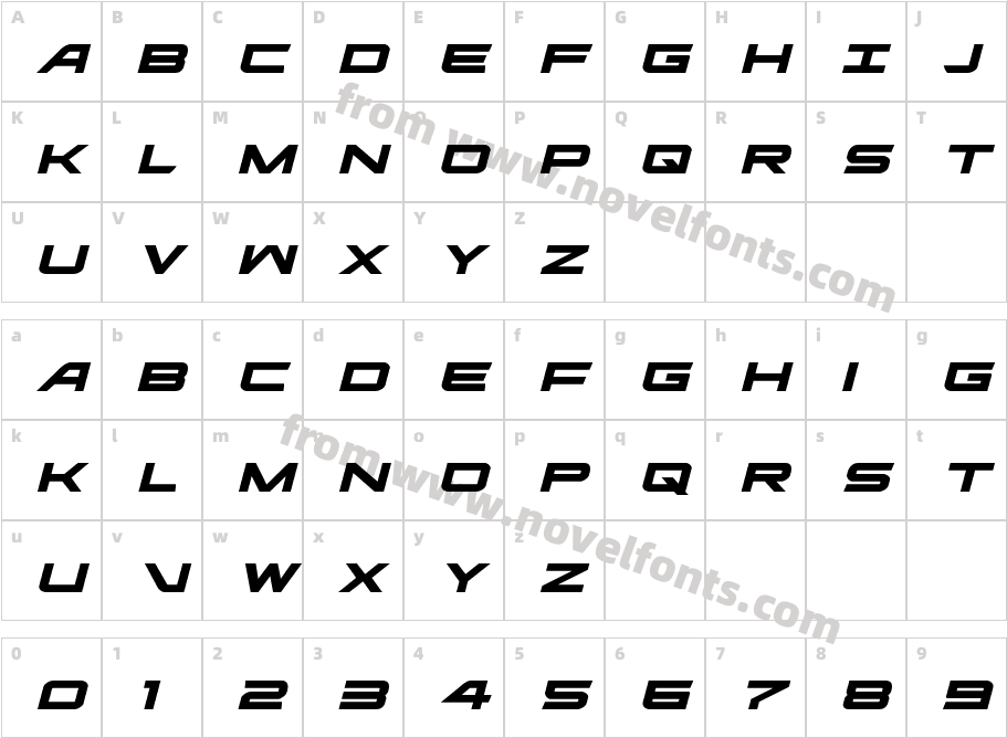 Ghost Clan Expanded ItalicCharacter Map