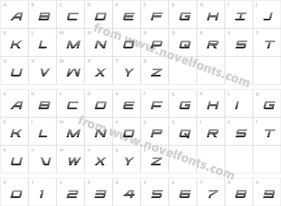 Ghost Clan Gradient ItalicCharacter Map