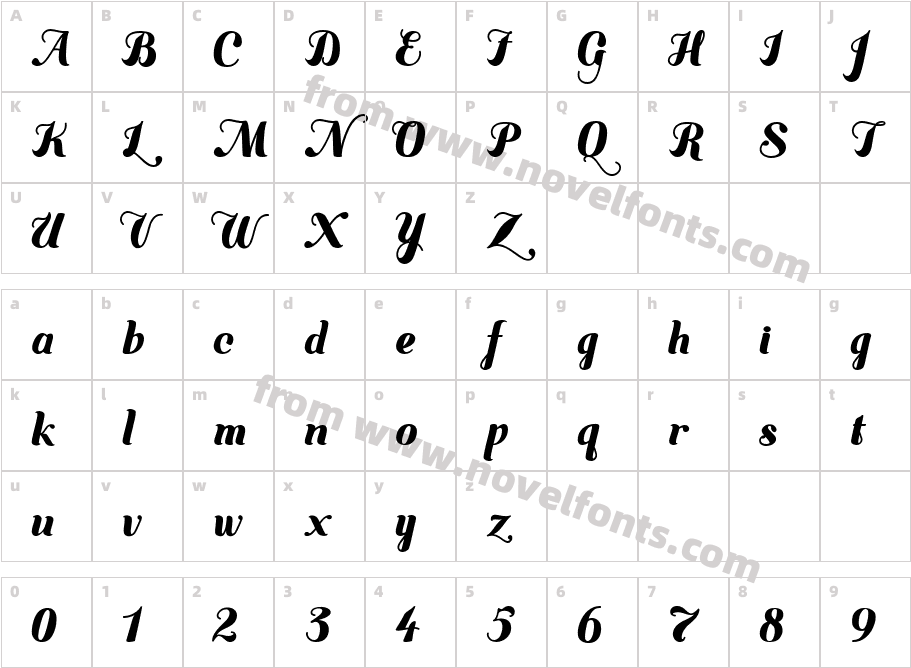 Giddelham BoldCharacter Map