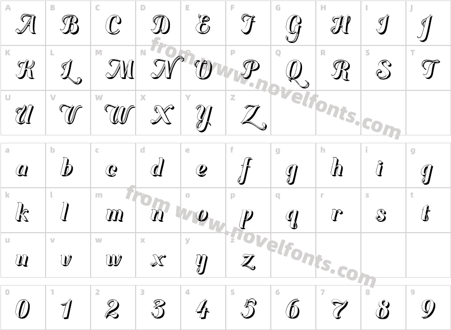 Giddelham Regular shadowCharacter Map