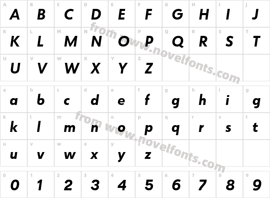 Globe Grotesk Display Bold It RegularCharacter Map