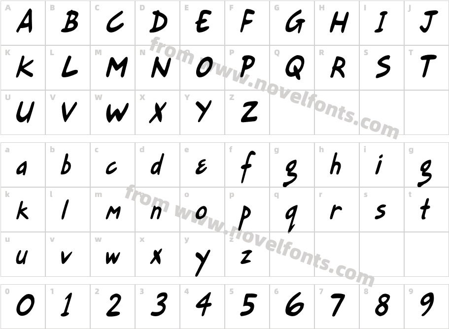 Gort's Fair Hand RegularCharacter Map