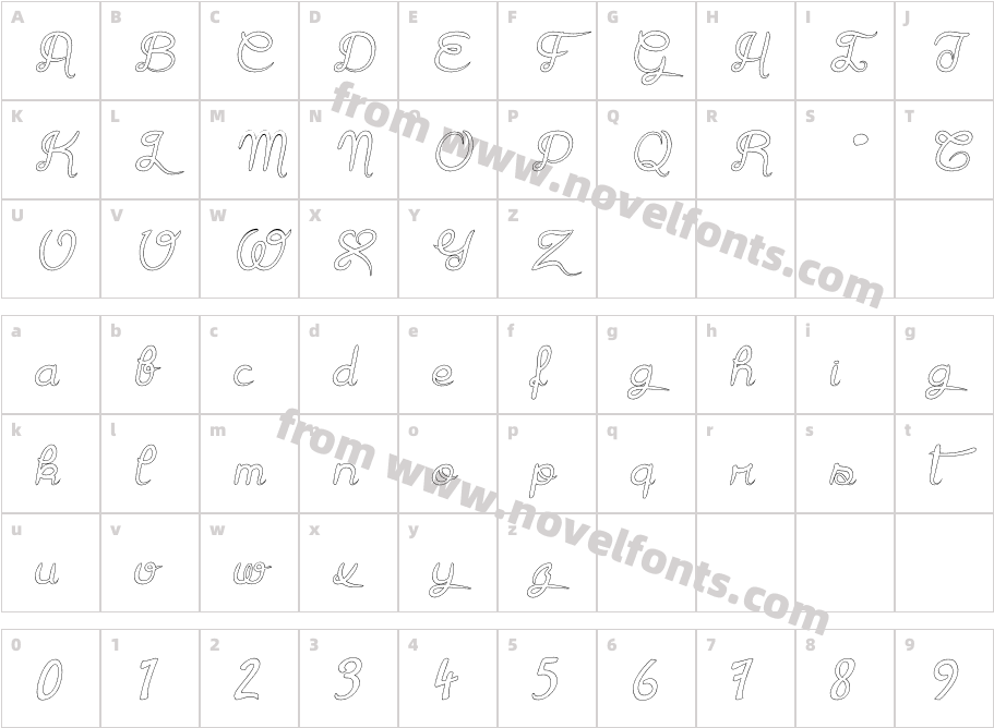 Gracia Oblique OutlineCharacter Map