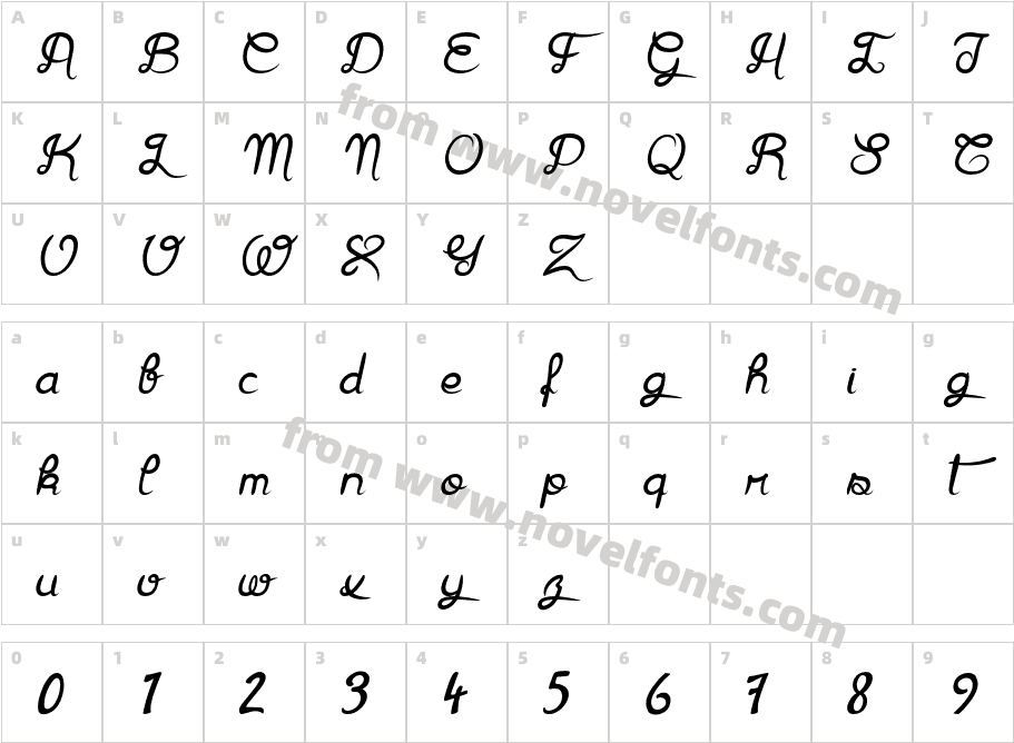 Gracia ObliqueCharacter Map
