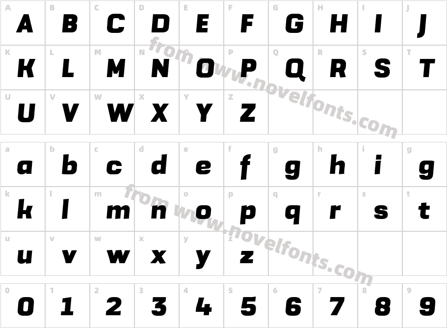 Grafia Sans Pro Black ItalicCharacter Map