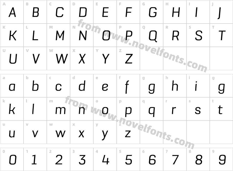 Grafia Sans Pro Book ItalicCharacter Map