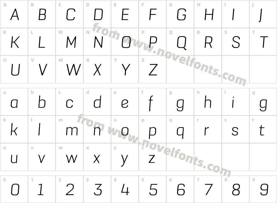 Grafia Sans Pro Light ItalicCharacter Map