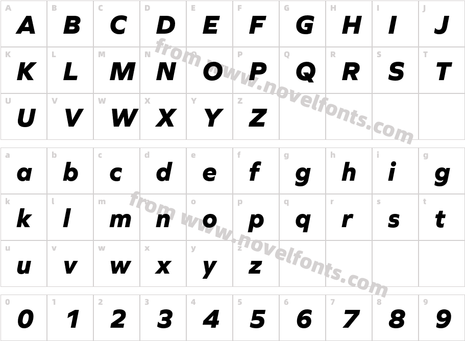 Graphie Extra Bold ItalicCharacter Map