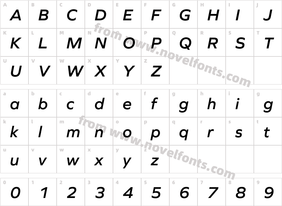 Graphie Semibold ItalicCharacter Map