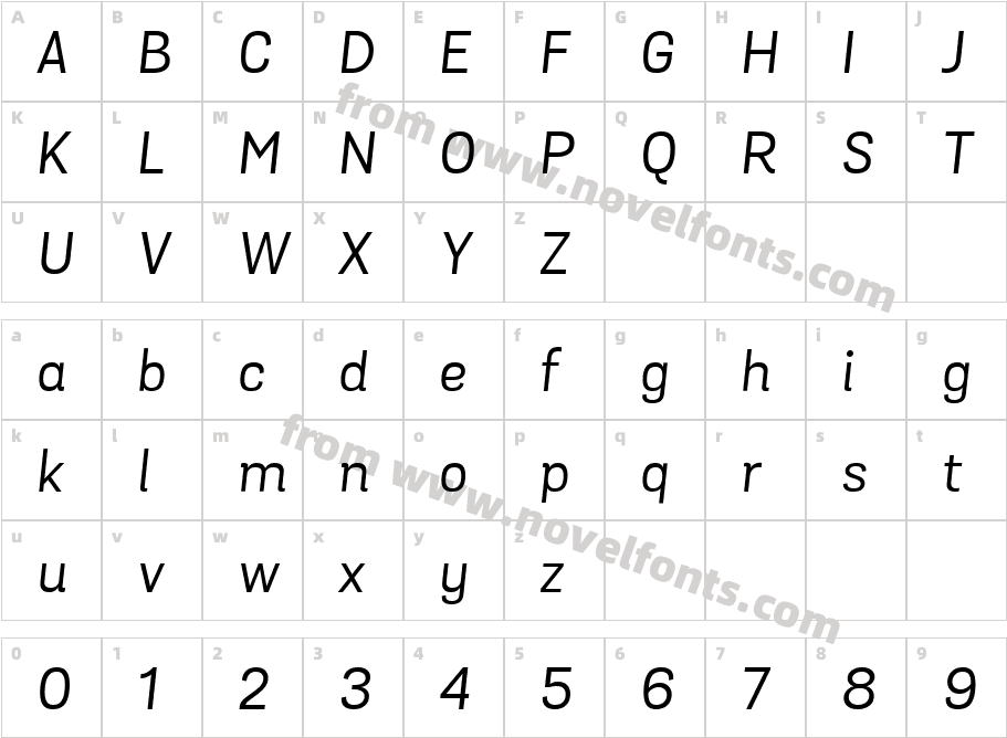 Grota Sans Italic_33161Character Map