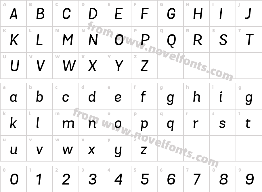 Grota Sans Medium Italic_30119Character Map