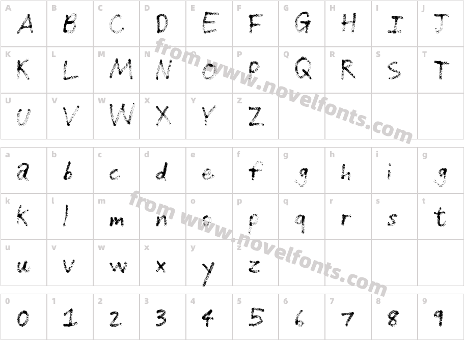 Grunge HandwritingCharacter Map