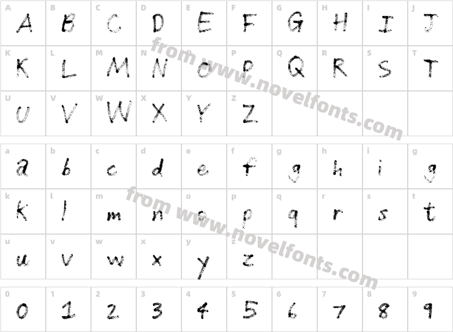 Grunge HandwritingCharacter Map