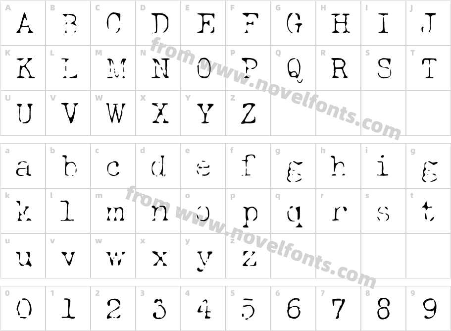 Grungy Old Typewriter GhostCharacter Map