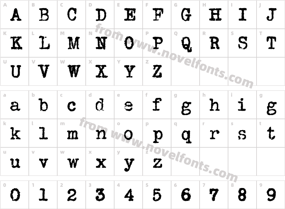 Grungy Old TypewriterCharacter Map