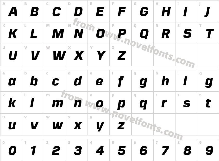 Gunar Heavy ItalicCharacter Map