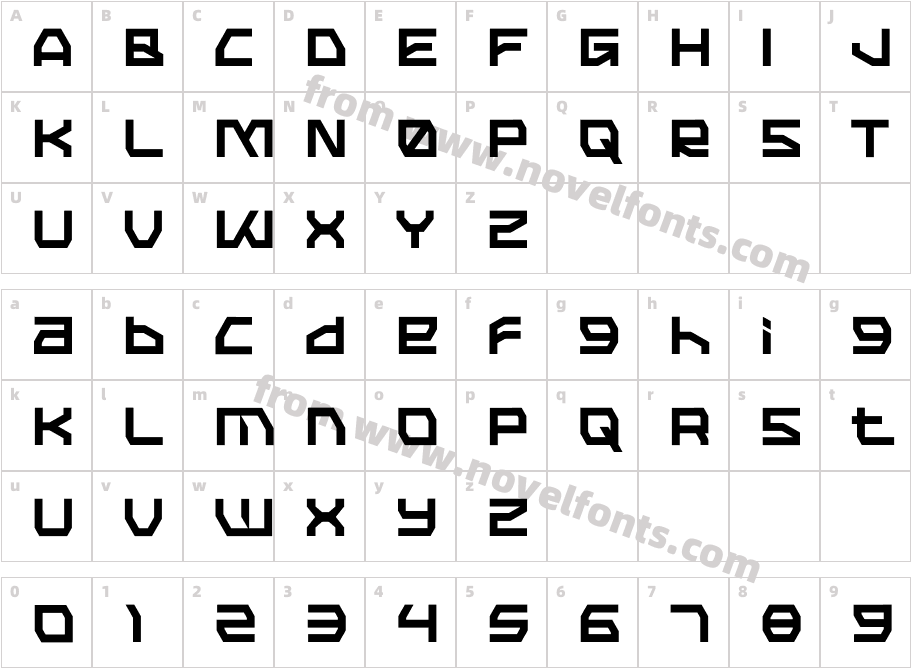 Guntech RegularCharacter Map