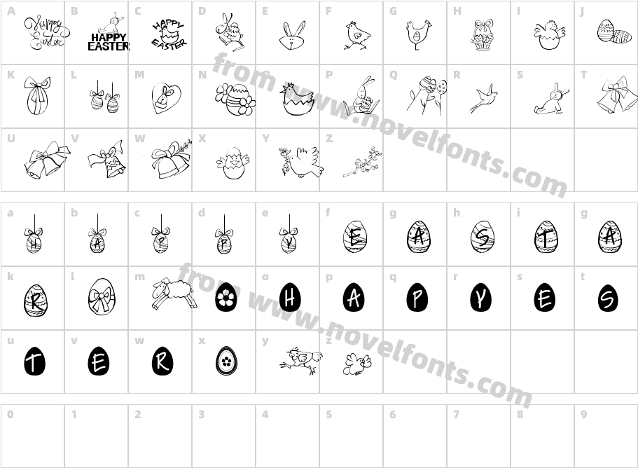 HAPPY EASTERCharacter Map