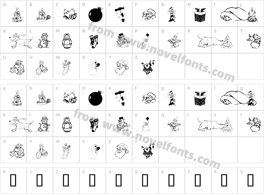 KR Christmas Dings 2004Character Map