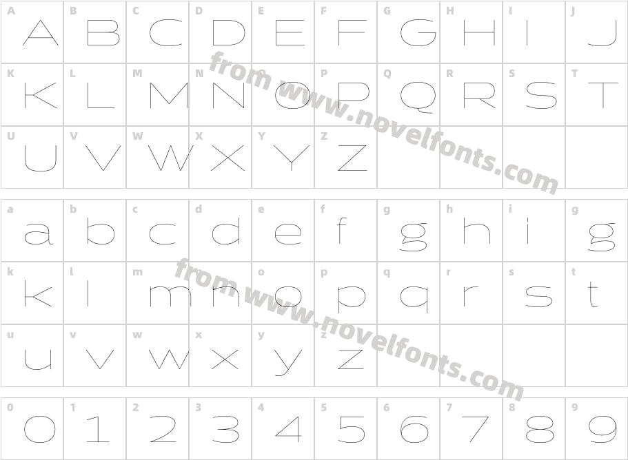 Halogen HairlineCharacter Map