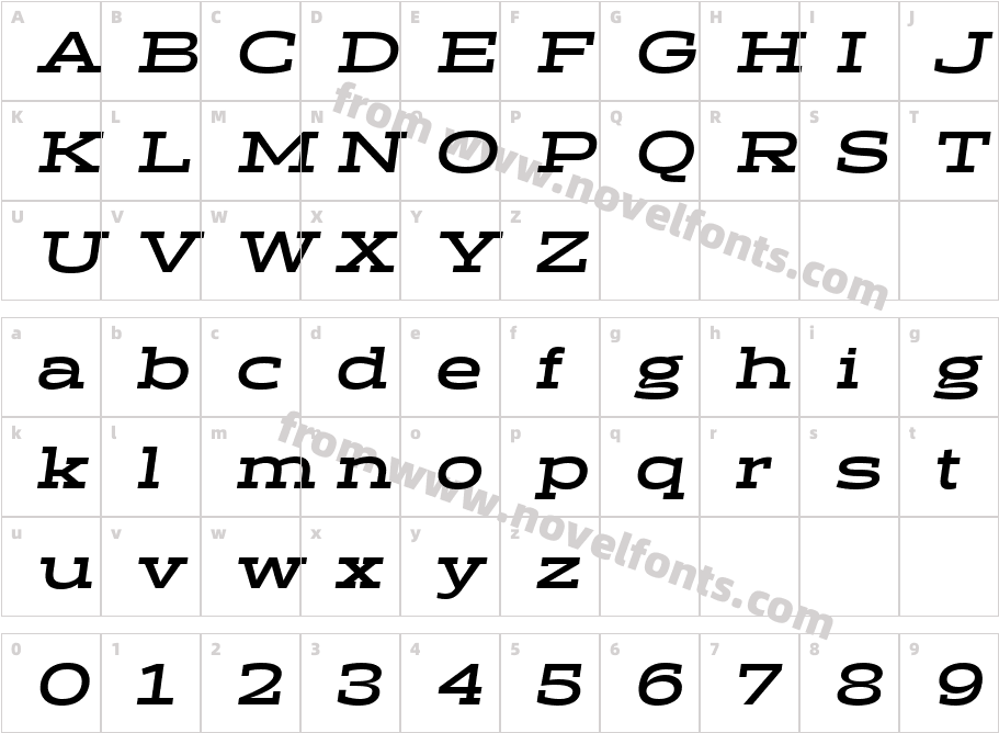 Halogen Slab Bold ObliqueCharacter Map
