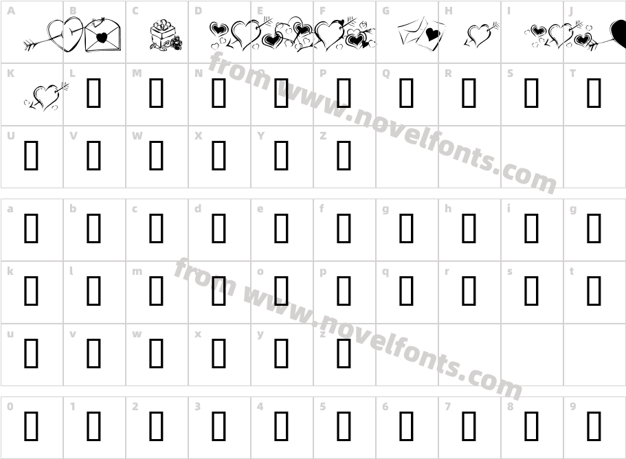 KR Cuori Divertenti 7Character Map