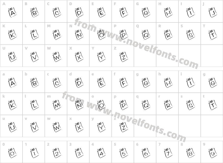 KR Lil NoteCharacter Map