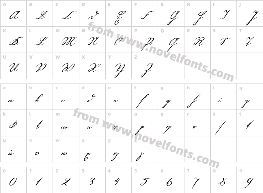 Handwriting1800Character Map