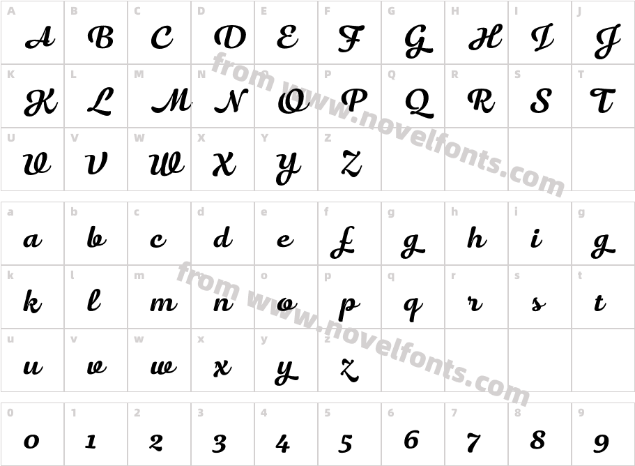 Haptic Script BoldCharacter Map
