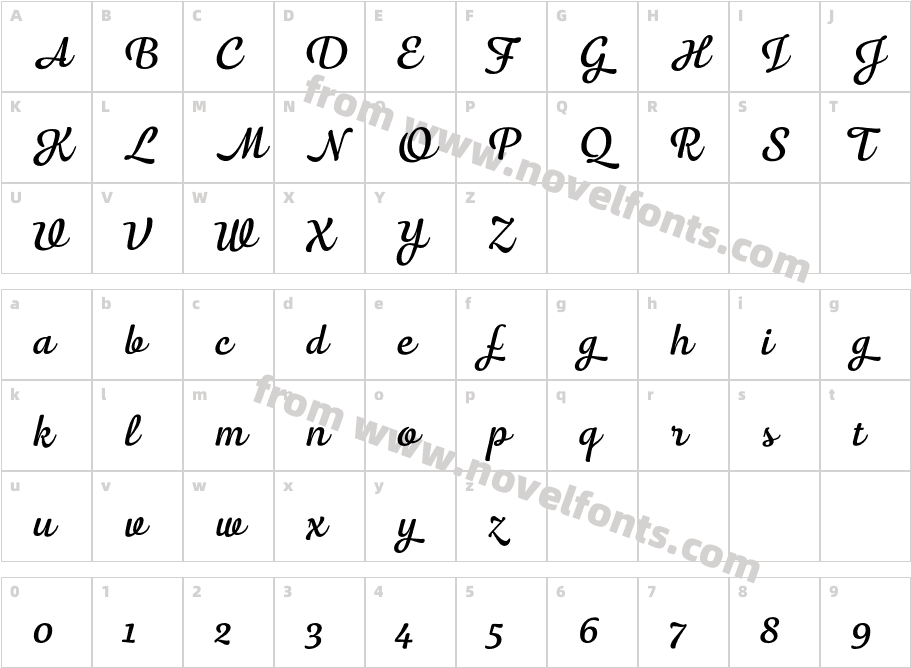 Haptic Script RegularCharacter Map