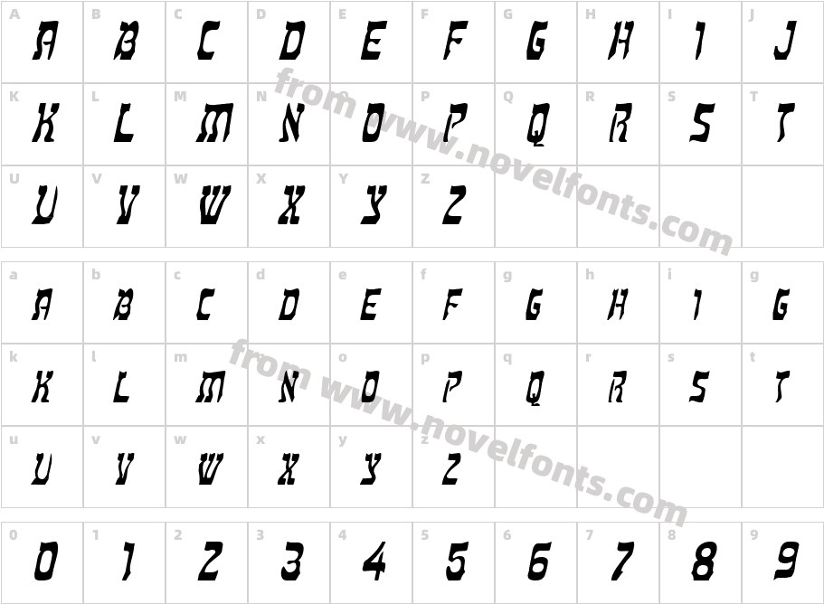 Hebrew ItalicSWFTECharacter Map