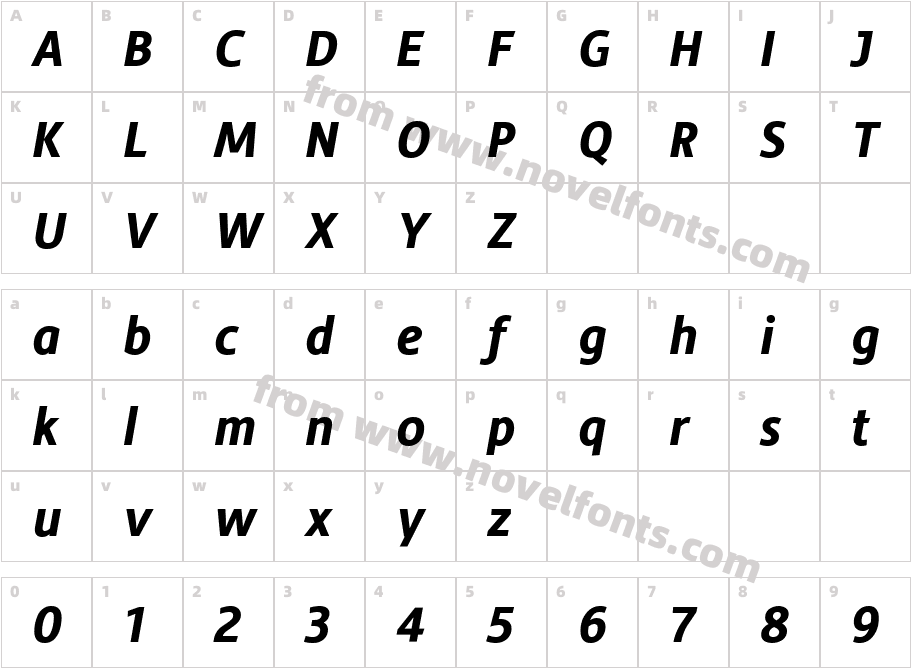 Hedley New Bold ItalicCharacter Map