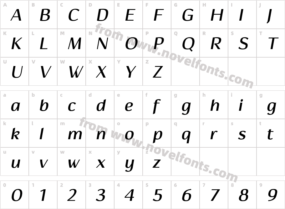 Hedon Semibold ItalicCharacter Map