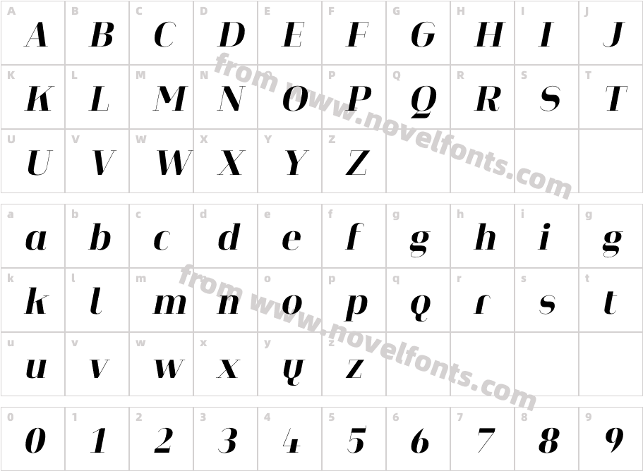 Heimat Didone 10 Extra Bold ItalicCharacter Map