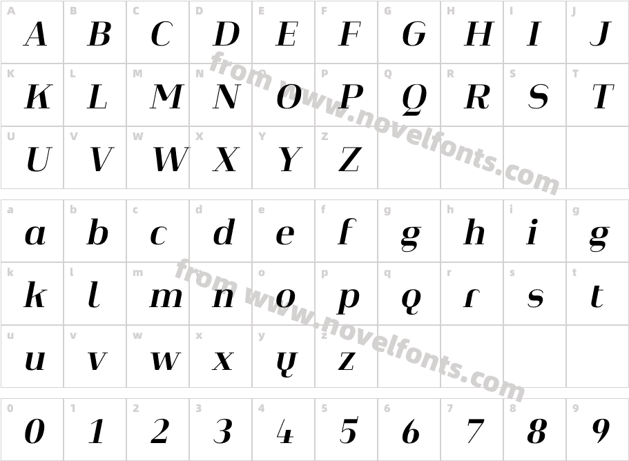 Heimat Didone 20 Bold ItalicCharacter Map