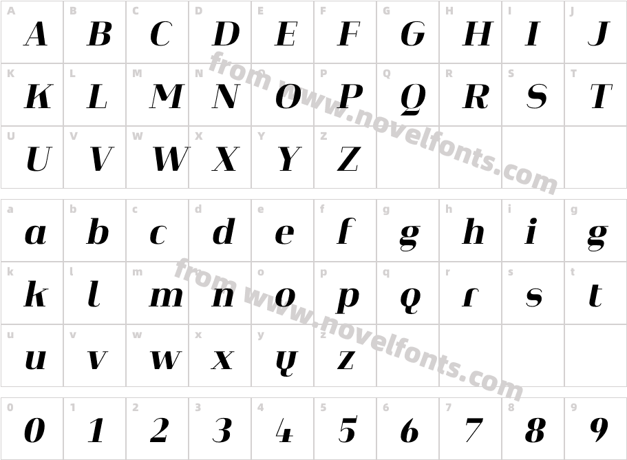 Heimat Didone 20 Extra Bold ItalicCharacter Map