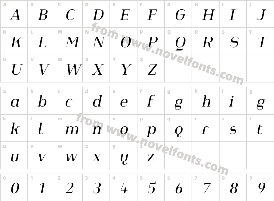 Heimat Didone 20 Regular ItalicCharacter Map