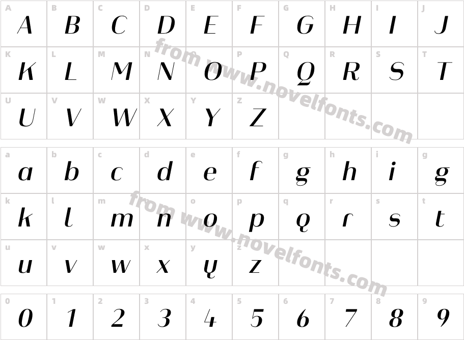Heimat Display 18 Semibold ItalicCharacter Map