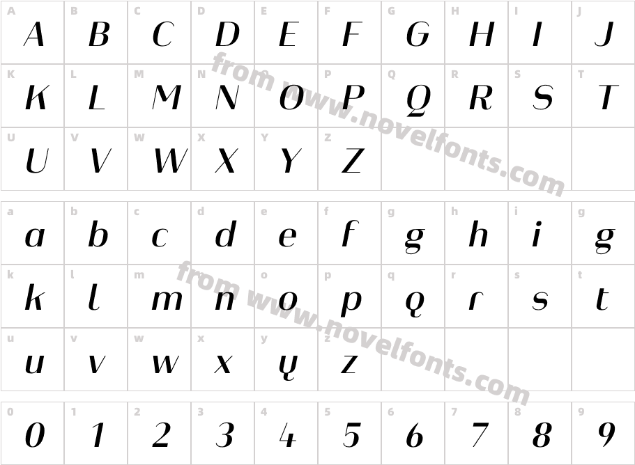 Heimat Display 20 Semibold ItalicCharacter Map