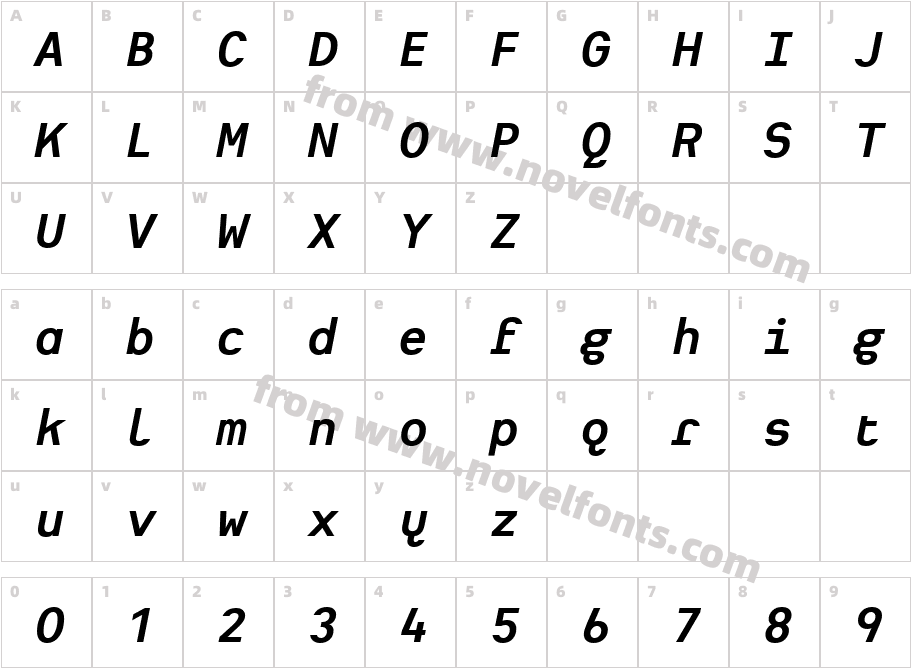 Heimat Mono Bold ItalicCharacter Map