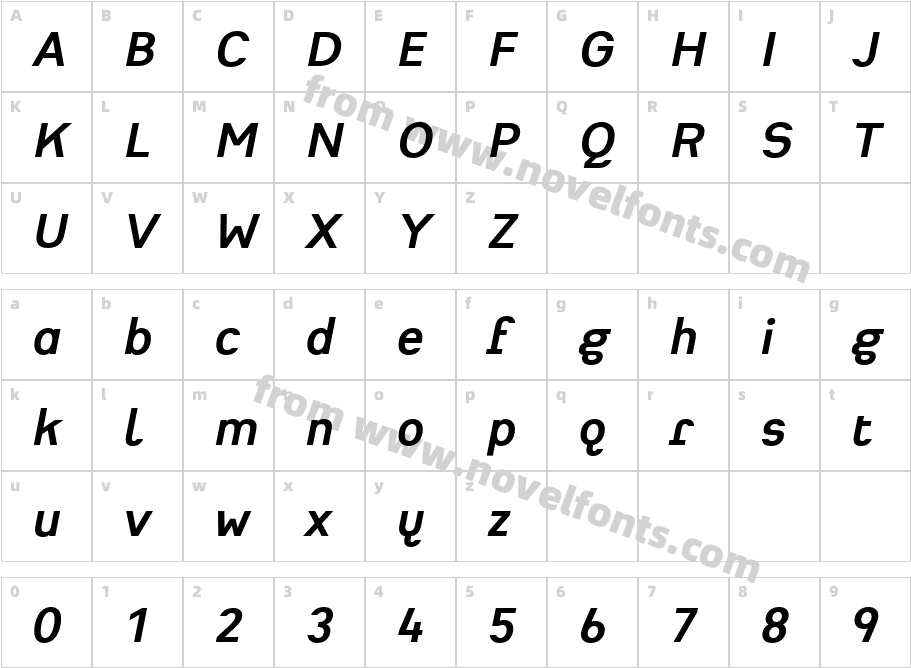 Heimat Sans Bold ItCharacter Map