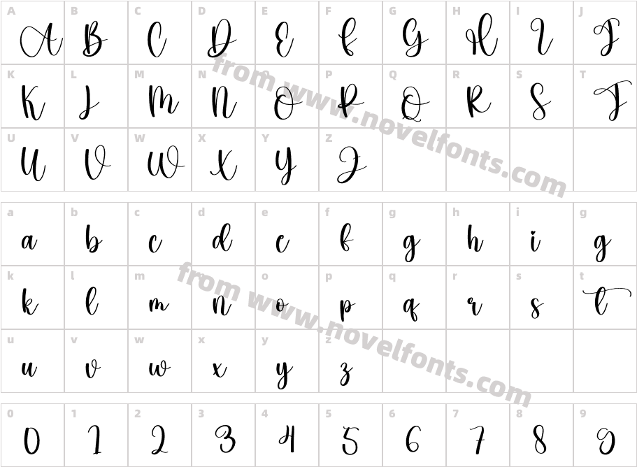 Hello Amellia RegularCharacter Map