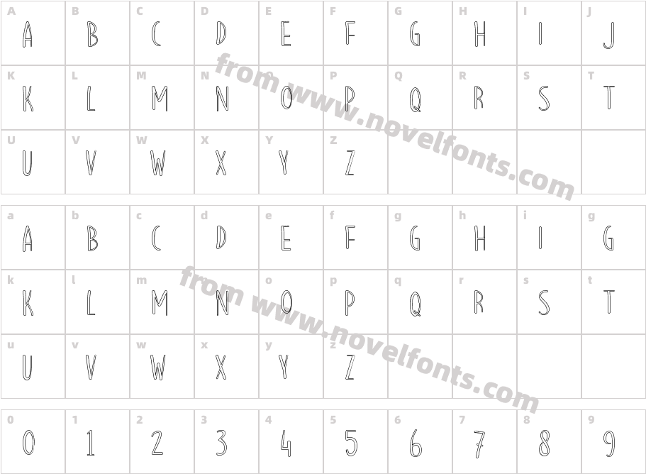 Hello Mozza OutlineCharacter Map
