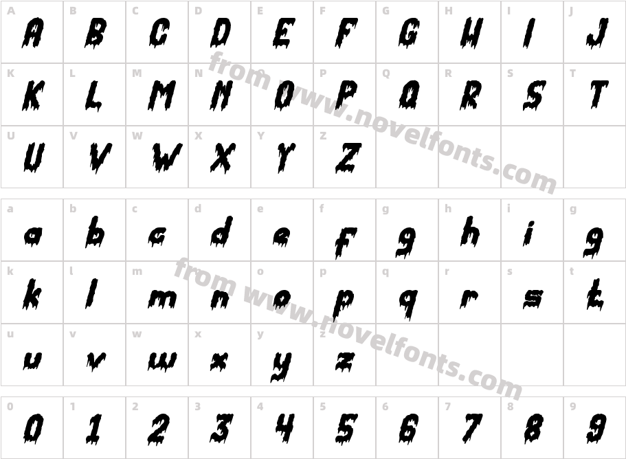 Hellodark ItalicCharacter Map